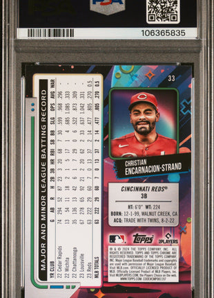 C. Encarnacion-Strand PSA 9 2024 Topps Chrome Cosmic #33 White Hole Refractor