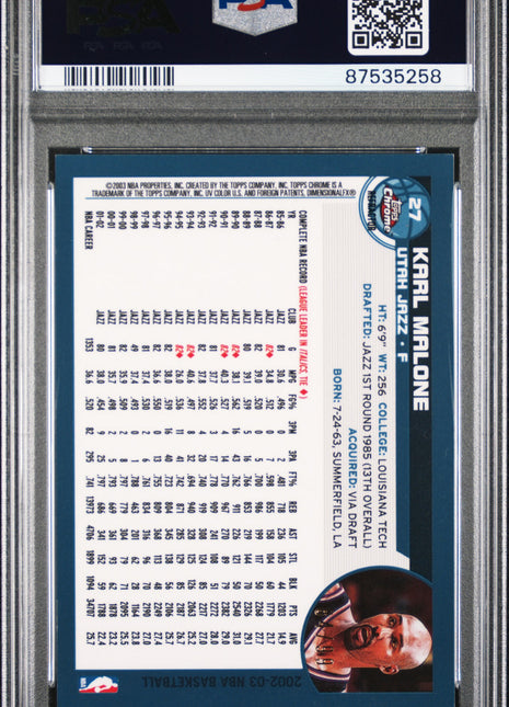 Karl Malone PSA 9 2002 Topps Chrome #27 Refractor