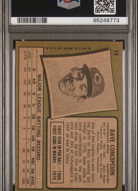 Dave Concepcion PSA 4 1971 Topps #14