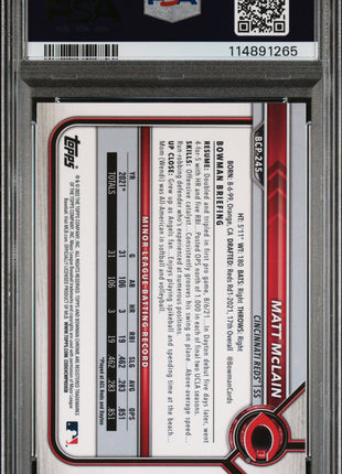 Matt Mclain PSA 10 2022 Bowman Mega Box Chrome #245