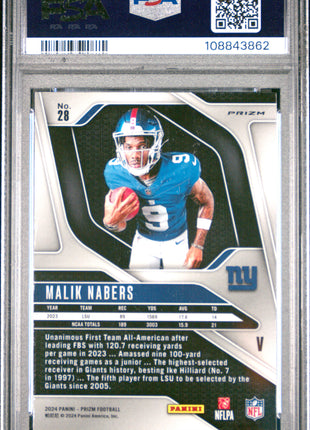 Malik Nabers PSA 9 2024 Panini Prizm Rookie Variation #28
