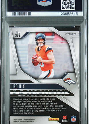 Bo Nix PSA 10 2024 Panini Prizm #309 Silver