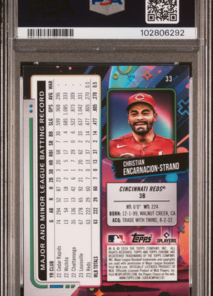 C. Encarnacion-Strand PSA 9 2024 Topps Chrome Cosmic #33 Blue Moon Refractor /99