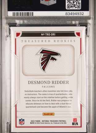 Desmond Ridder PSA 9 2022 Panini National Treasures Treasured Rookies #DRI 06/99