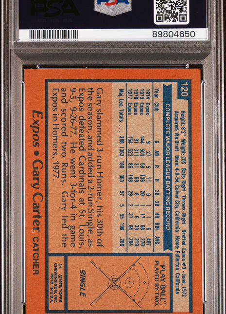 Gary Carter PSA 7 1978 Topps #120