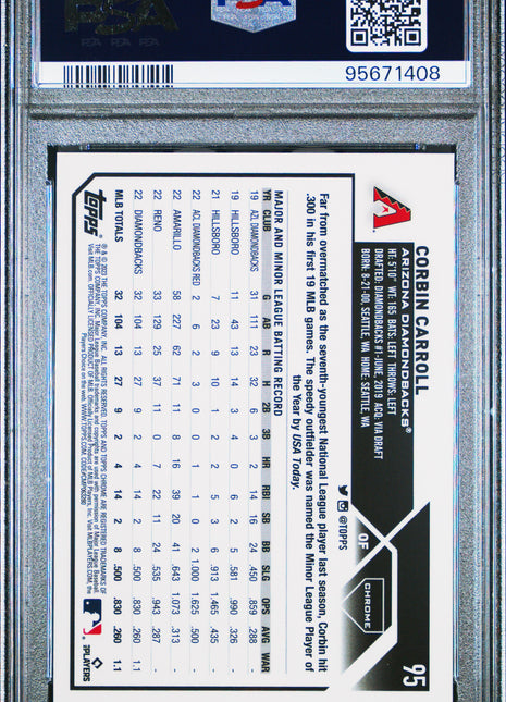 Corbin Carroll PSA 9 2023 Topps Chrome Logofractor Edition #95