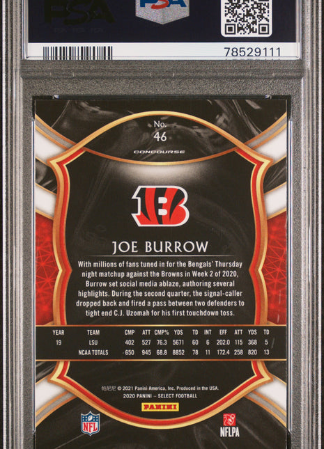 Joe Burrow PSA 9 2020 Panini Select #46
