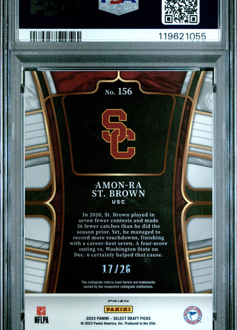 Amon-Ra ST. Brown PSA 10 2023 Panini Select Draft Picks #156 Neon Orange Pulsar