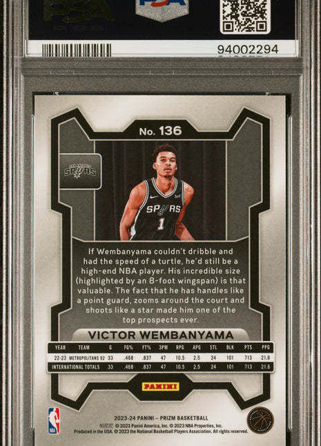 Victor Wembanyama PSA 9 2023 Panini Prizm #136