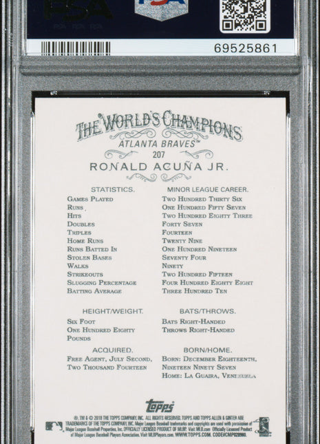 Ronald Acuna JR. PSA 10 2018 Topps Allen & Ginter #207