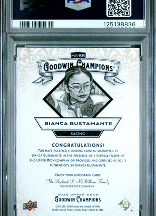 Bianca Bustamante PSA 10 2025 Upper Deck Goodwin Champions Horizontal Autographs #HA-BB