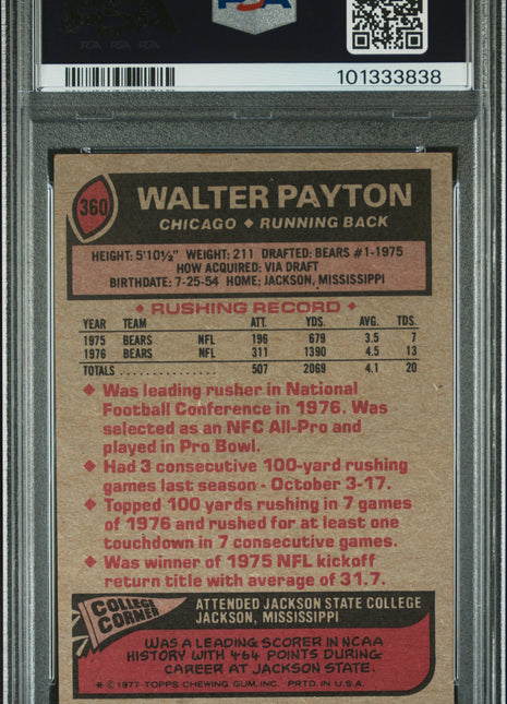 Walter Payton PSA 4 1977 Topps #360 All Pro