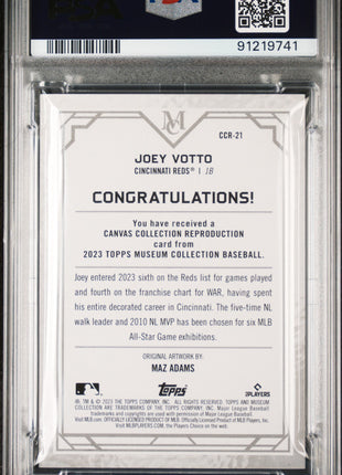 Joey Votto PSA 10 2023 Topps Museum Collection Canvas Collection Reprints #CCR21