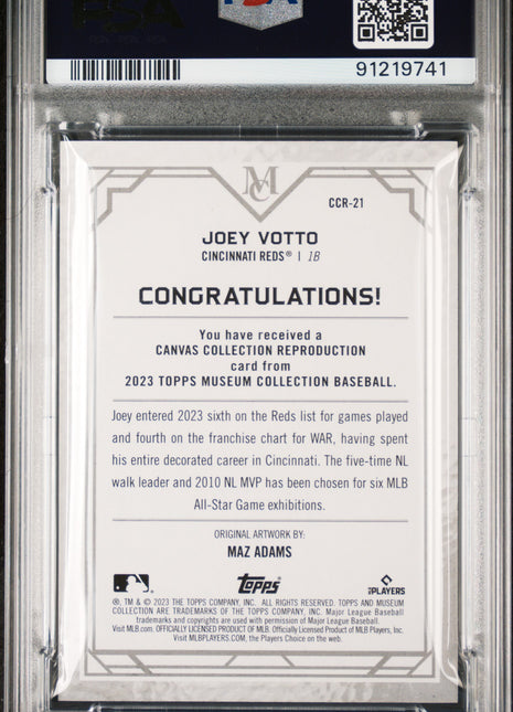 Joey Votto PSA 10 2023 Topps Museum Collection Canvas Collection Reprints #CCR21