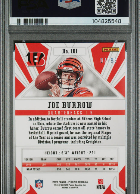 Joe Burrow PSA 8 2020 Panini Phoenix #101 Orange