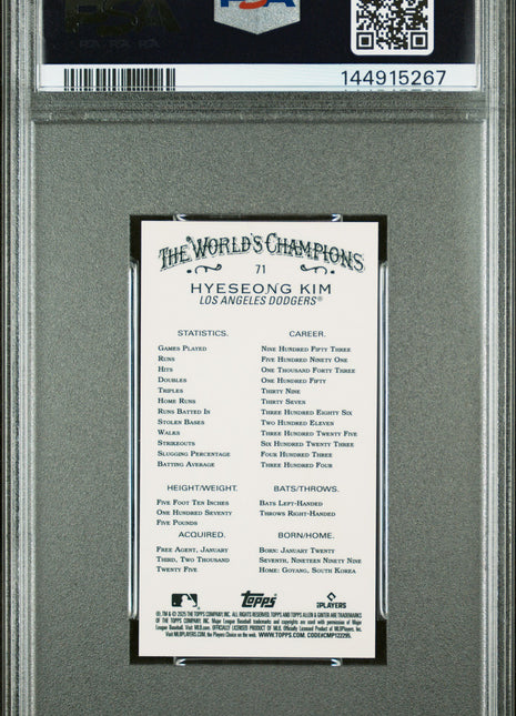Hyeseong Kim PSA 10 2025 Topps Allen & Ginter #71 Chrome Mini Gold Refractor /50