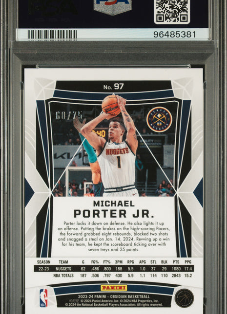 Michael Porter JR. PSA 10 2023 Panini Obsidian #97 Electric Etch Reggae Flood