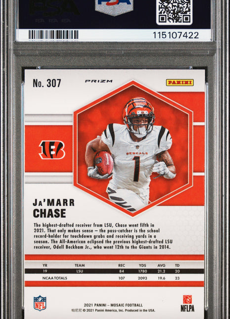 Ja’Marr Chase PSA 10 2021 Panini Mosaic #307 Green