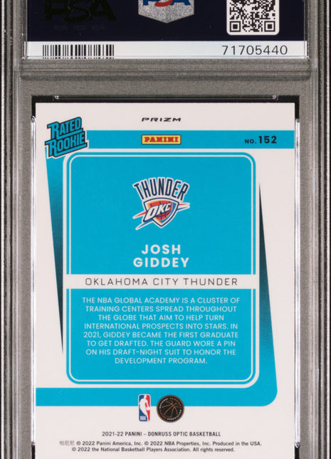 Josh Giddey PSA 9 2021 Panini Donruss Optic #152 Target Box Set