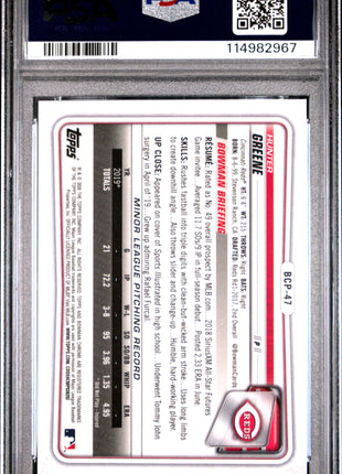Hunter Greene PSA 10 2020 Bowman Chrome Prospects #BCP47 Blue Shimmer 079/160