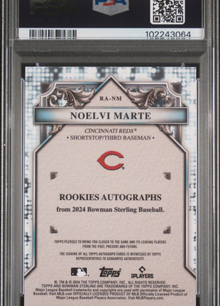 Noelvi Marte PSA 10 2024 Bowman Sterling Rookies Autographs #RANM Red Refractor