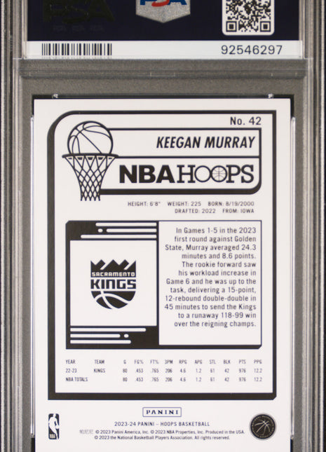 Keegan Murray PSA 10 2023 Panini NBA Hoops #42 Green