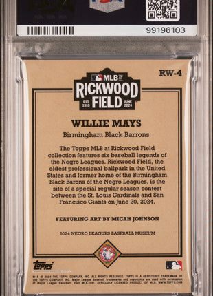 Willie Mays PSA 10 2024 Topps MLB At Rickwood Field #RW4 Red Border 04/10
