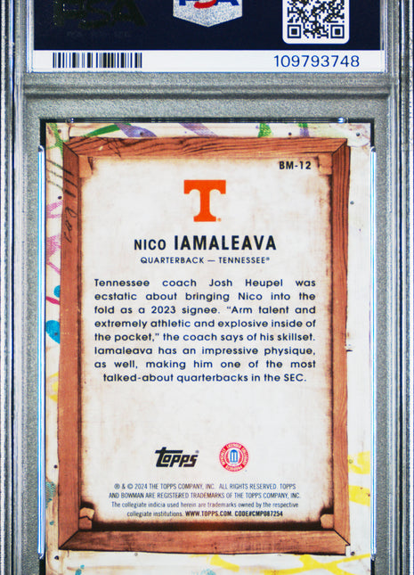 Nico Iamaleava PSA 9 2024 Bowman Best University Masterpieces #BM12 Red /5