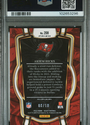 Akiem Hicks PSA 9 2022 Panini Select #208 Gold Disco Prizm