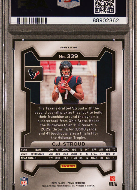 PSA 9 2023 Panini Prizm CJ Stroud #339 Green Prizm