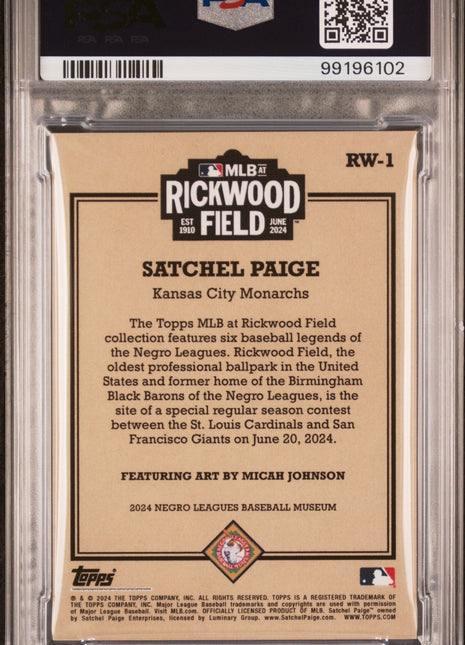 Satchel Paige PSA 10 2024 Topps MLB At Rickwood Field #RW1 Red Border 02/10