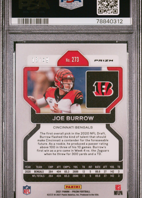 Joe Burrow PSA 9 2021 Panini Prizm #273 Purple Power