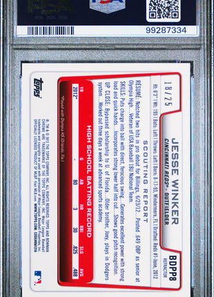 Jesse Winker PSA 9 2012 Bowman Chrome Draft #8 DP Orange Refractor