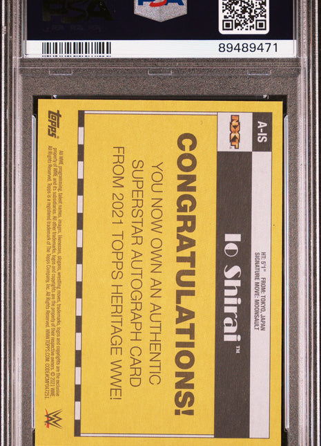 Io Shirai PSA 9 2021 Topps WWE Heritage Autographs #AIS 144/199
