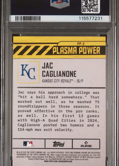 Jac Caglianone PSA 10 2024 Bowman Draft Plasma Power #PP3