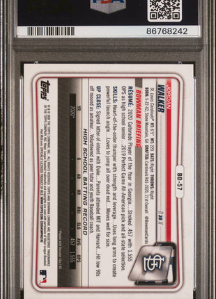Jordan Walker PSA 10 2020 Bowman Draft #BD57 Chrome