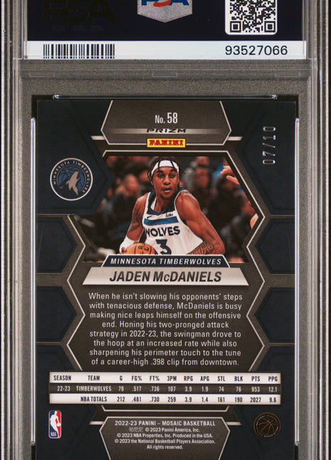 Jaden Mcdaniels PSA 9 2022 Panini Mosaic #58 Gold Wave