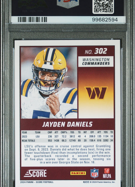 Jayden Daniels PSA 10 2024 Panini Score #302 Circular