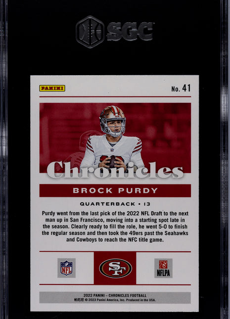 Brock Purdy SGC 10 2022 Panini Chronicles #41