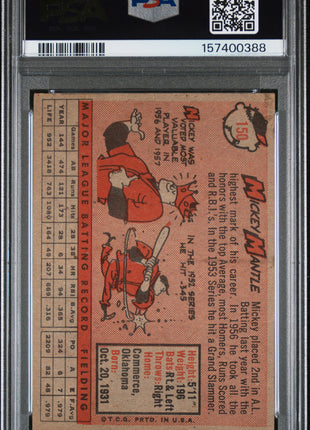 Mickey Mantle PSA 4 1958 Topps #150