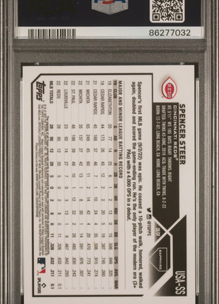 Spencer Steer PSA 10 2023 Topps Chrome Update Sapphire Autograph #SS Gold /50