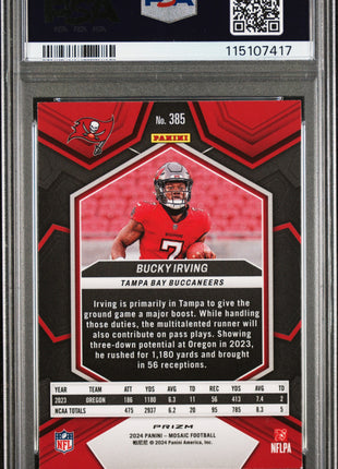 Bucky Irving PSA 8.5 2024 Panini Mosaic #385 Reactive Blue