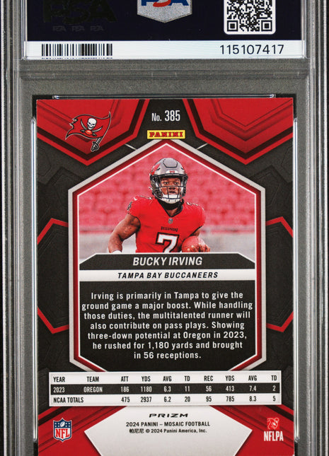 Bucky Irving PSA 8.5 2024 Panini Mosaic #385 Reactive Blue