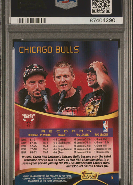 Chicago Bulls PSA 9 1997 Stadium Club #5 Team Of The 90's