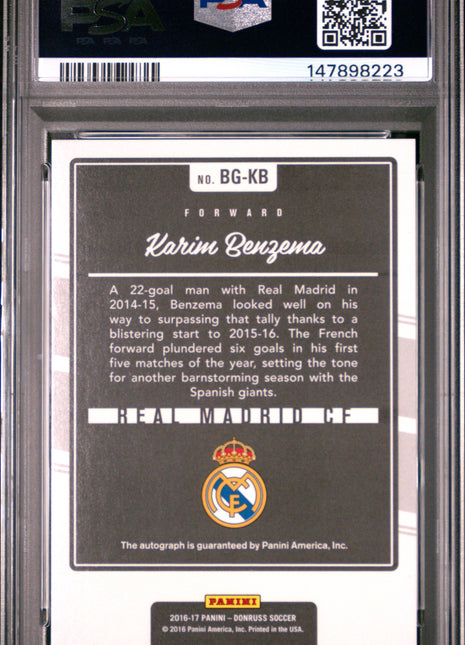 Karim Benzema PSA 9 2016 Panini Donruss The Beautiful Game Autograph #BGKB Autograph