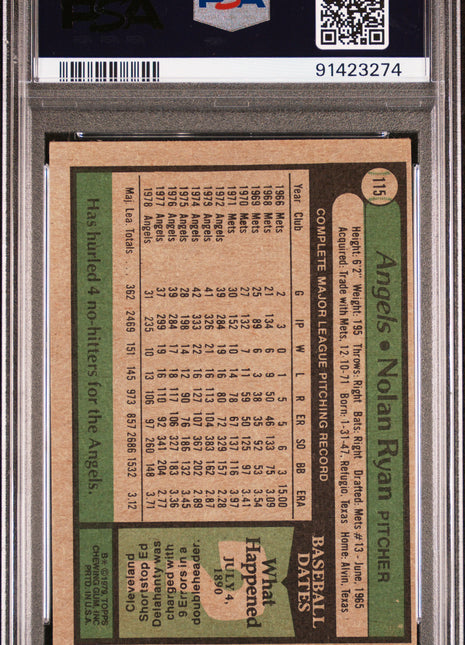 Nolan Ryan PSA 4 1979 Topps #115