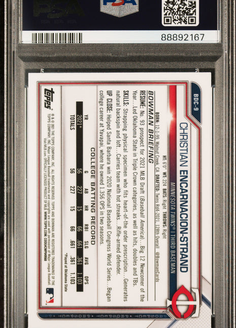 C. Encarnacion-Strand PSA 10 2021 Bowman Draft #BDC9 Chrome Raywave Refractor