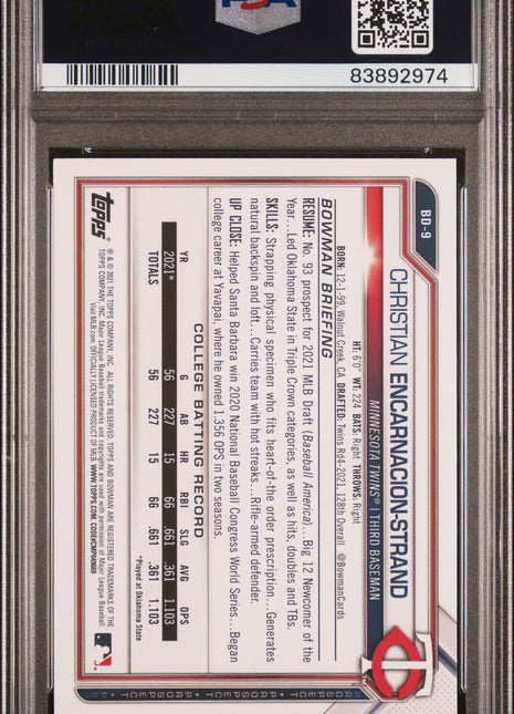 C. Encarnacion-Strand PSA 10 2021 Bowman Draft #BD9