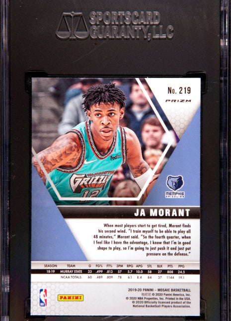 Ja Morant SGC 10 2019 Panini Mosaic #219 Prizm