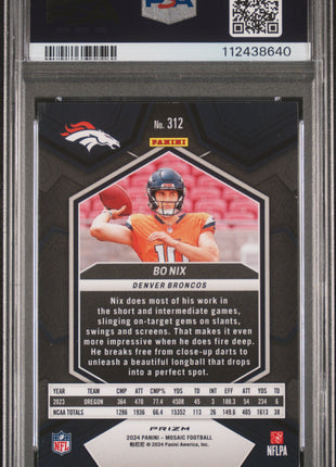 Bo Nix PSA 9 2024 Panini Mosaic #312 Honeycomb